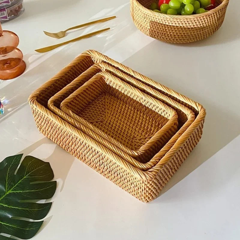 Fruit Basket Household Handmade Rattan Storage Basket