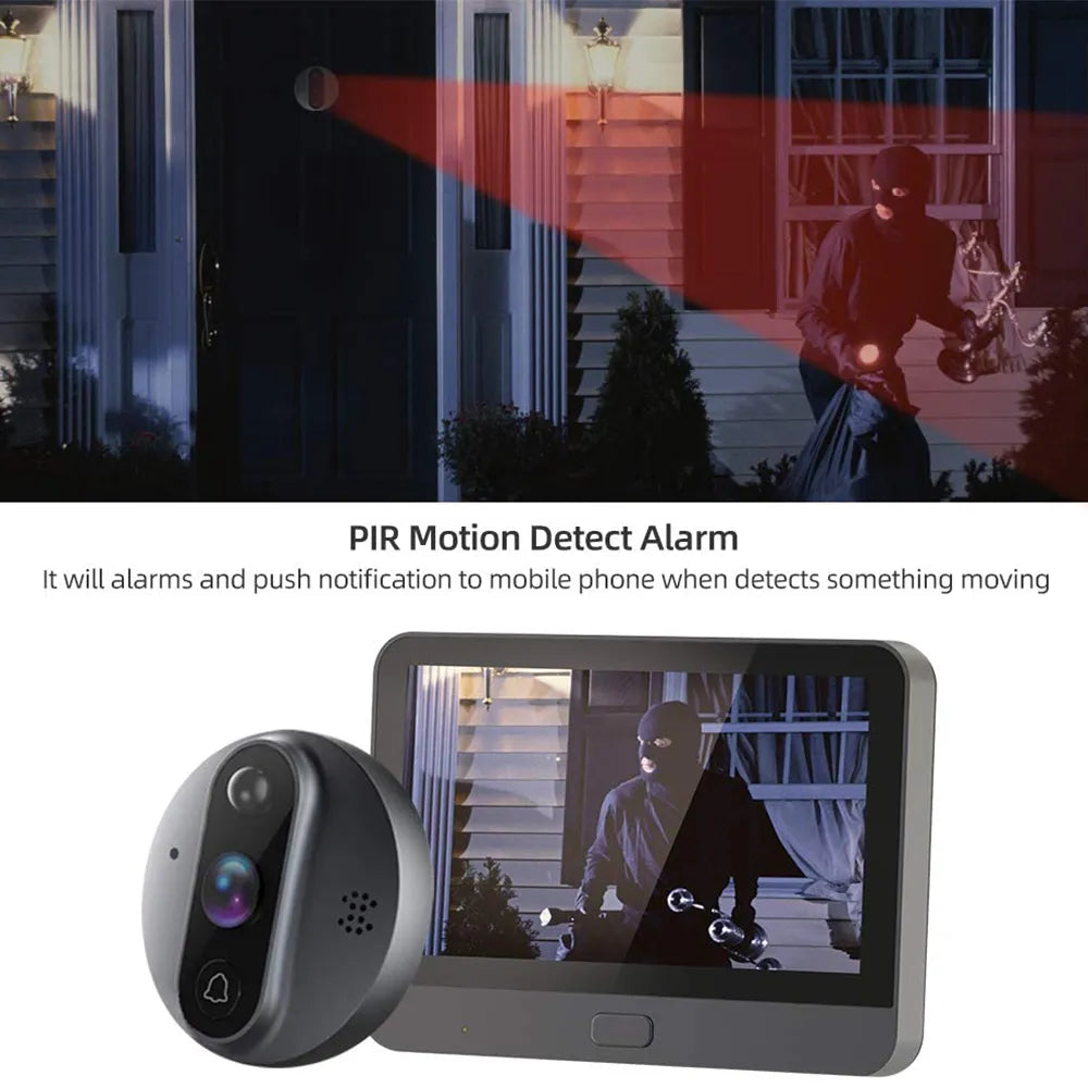 Wireless Doorbell One Way Audio Night Vision Peephole Camera Smart Home Security-Protection Tuya
